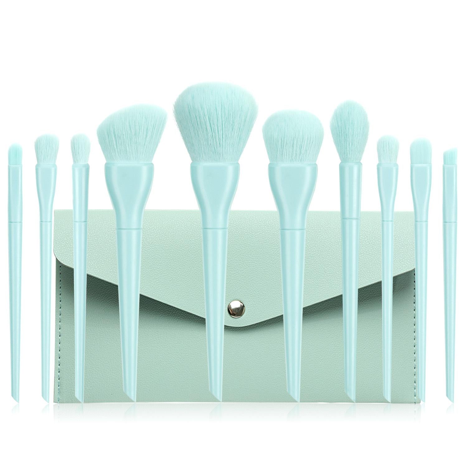 Candy color 10 cosmetic brushes set plastic short rod soft bristles Candy color 10 cosmetic brushes set plastic short rod soft bristles